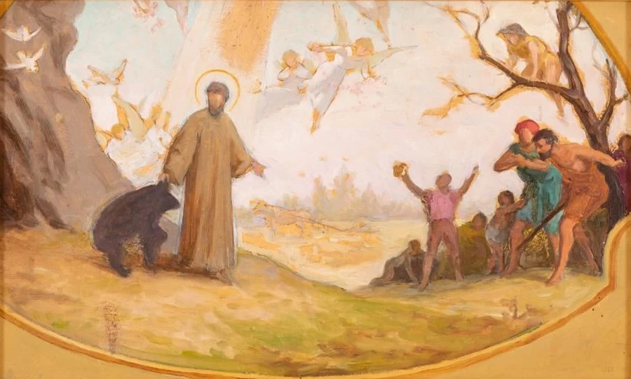 Bozzetto del grande affresco nella chiesa parrocchiale di Costa San Salvatore a Chiavari